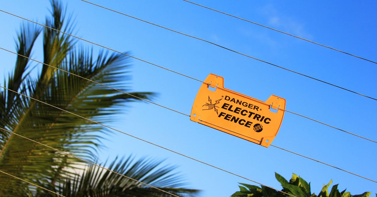 property security Cape Town - Close up of electric fence and danger sign