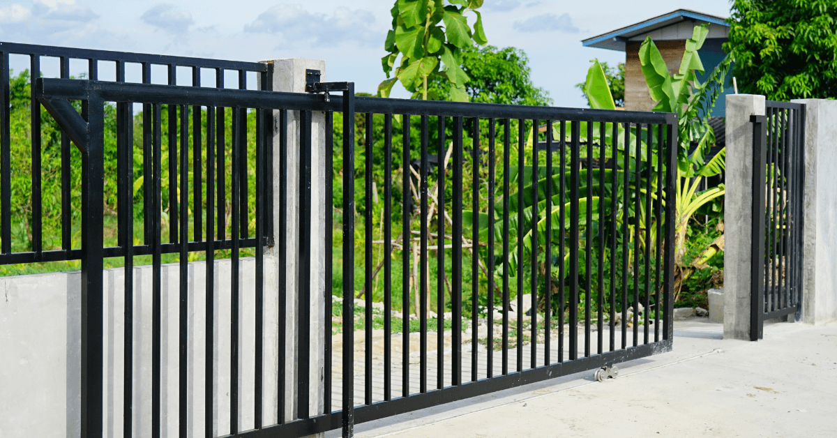 A black sliding gate opening 