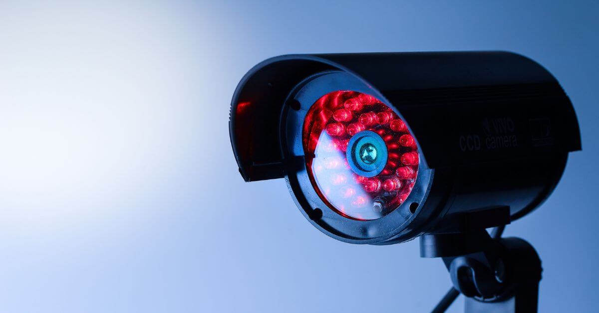 CCTV camera in Cape Town with visible infrared LEDs 